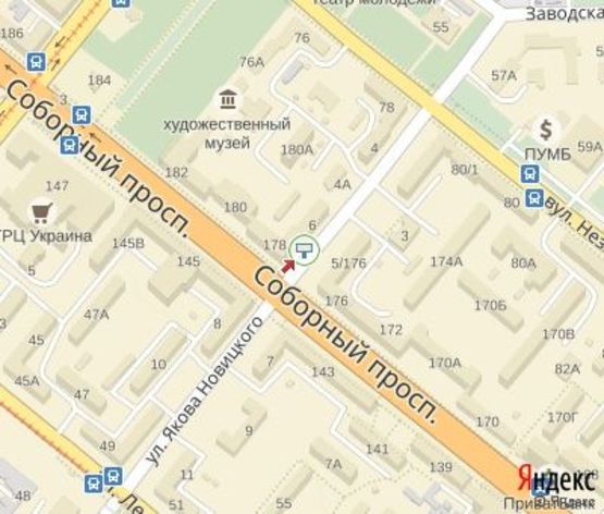 Схема рекламной плоскости по адресу Новицкого ул.,6 - Соборный пр.