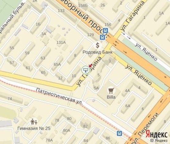 Схема рекламной плоскости по адресу Гагарина ул.,10 от Проспекта Соборный.