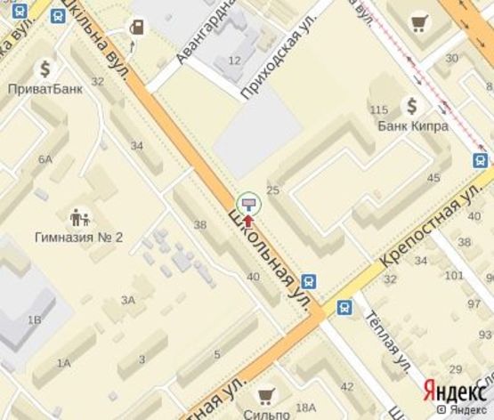 Схема рекламной плоскости по адресу Школьная ул.,25 в центр. (200 м. к АЗС "Укрнафта")