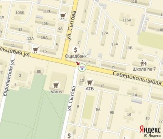 Схема рекламной плоскости по адресу Северокольцевая ул., 10  (Супермаркет "Varus", "АТБ",напротив "Приватбанк", 150 м. до "Укрсоцбанк")