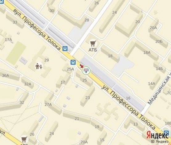 Схема рекламной плоскости по адресу Толока професора ул.-Торговый Центр (напротив "Народная аптека")