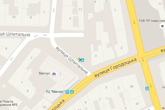 Схема рекламной плоскости по адресу Шпитальна вул., 1