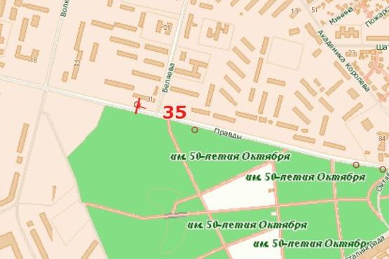 Схема рекламной плоскости по адресу Євгена Тельнова просп. (Євгена Тельнова вул.) - Бєляєва вул.