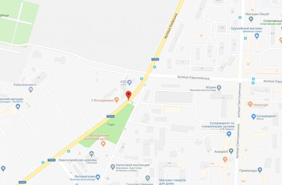 Схема рекламной плоскости по адресу Софіївська Борщагівка, ул.Киевская, возле заправки КЛО (автомобильная дорога Т-10-12 Киев-Боярка)