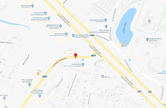 Схема рекламной плоскости по адресу Софіївська Борщагівка, Поворот с Кольцевой на Вишневое, ул.Киевская, возле автосалона АвтоЗАЗ (автомобильная дорога Т-10-12 Киев-Боярка)