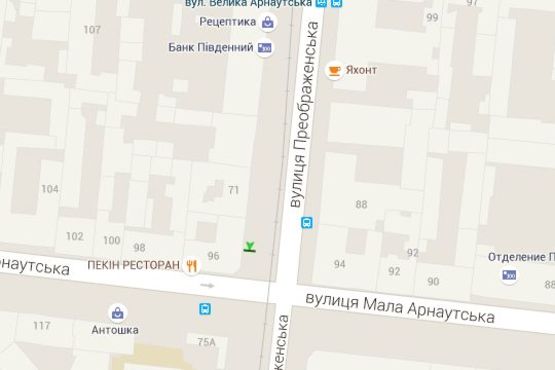 Схема рекламної площини за адресою Преображенська вул. - Мала Арнаутська вул., 96