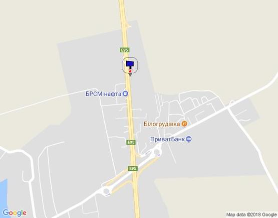 Схема рекламной плоскости по адресу м. Умань, траса М-05 Київ-Одеса, км 205+160 ліво