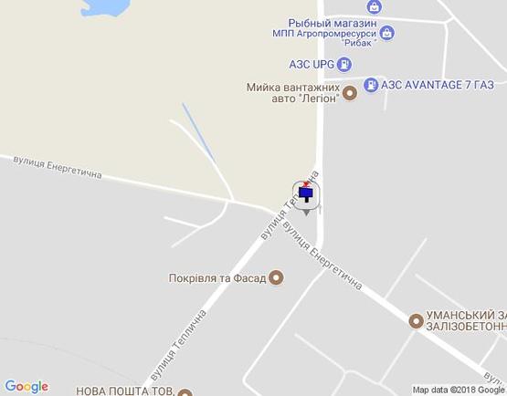 Схема рекламной плоскости по адресу м. Умань, розв'язка з вул. Енергетична, вул. Заводська та вул. Теплична