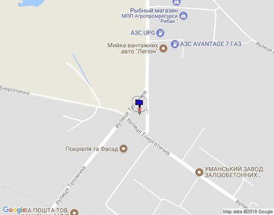 Схема рекламной плоскости по адресу м. Умань, розв'язка з вул. Енергетична, вул. Заводська та вул. Теплична