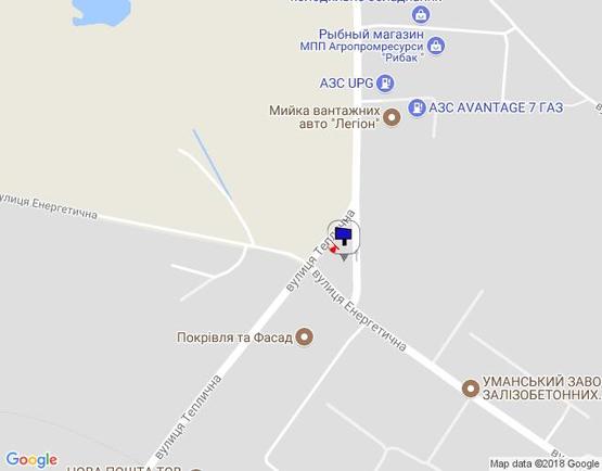 Схема рекламной плоскости по адресу м. Умань, розв'язка з вул. Енергетична, вул. Заводська та вул. Теплична