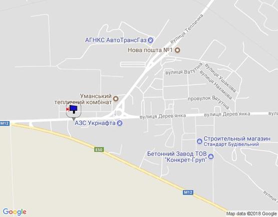 Схема рекламной плоскости по адресу м. Умань, вул. Дерев'янка