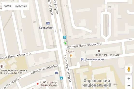 Схема рекламной плоскости по адресу Науки просп. (Леніна просп.) - Данилевського вул., (№2)