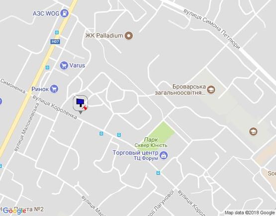 Схема рекламной плоскости по адресу м. Бровари, вул. Короленка, 68