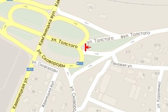 Схема рекламної площини за адресою Толстого вул. - Кам`янецька вул. (от Дубово)