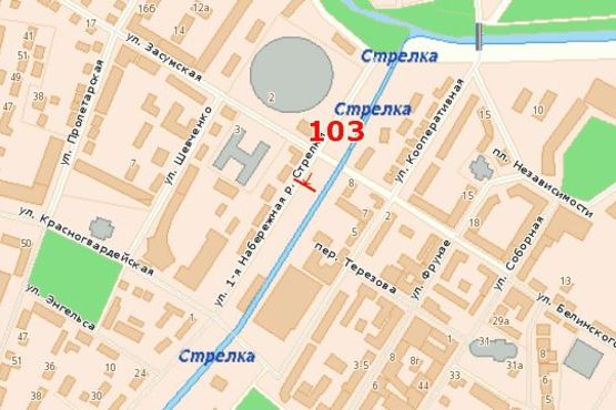 Схема рекламной плоскости по адресу 1-а Набережна р. Стрілки вул.