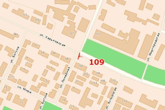 Схема рекламної площини за адресою Харківська вул. - Лінійна вул.