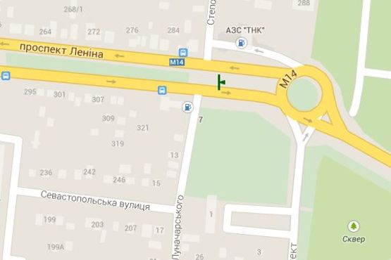 Схема рекламної площини за адресою Леніна просп. - Луначарського вул., (№2) (призма)