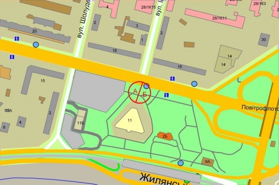 Схема рекламної площини за адресою Победы проспект,  за трол. остановка "Центральный  ЗАГС "