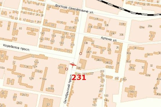 Схема рекламної площини за адресою Богоявленський просп. (Жовтневий просп.) - Корабелів просп.