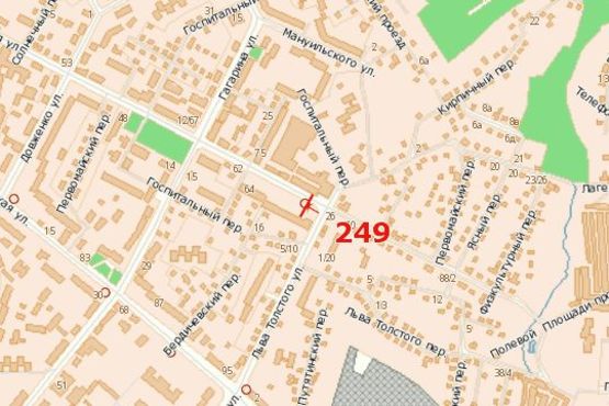 Схема рекламної площини за адресою 1 Травня вул., 64 (в центр)