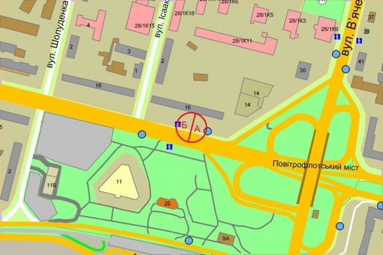 Схема рекламной плоскости по адресу Победы проспект, 16 (возле маг."Графика-М")