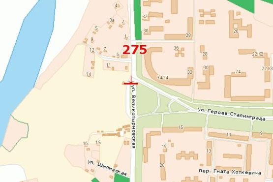 Схема рекламной плоскости по адресу Великотирнівська вул. - Героїв Сталінградe вул. (к автовокзалу)