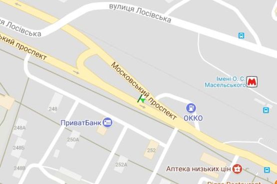 Схема рекламной плоскости по адресу Московський просп., 250 (призма)