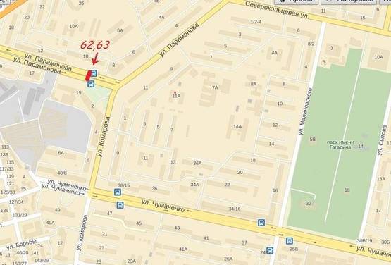 Схема рекламной плоскости по адресу 063_Парамонова д 10 / ул Комарова   (по дороге на пески)