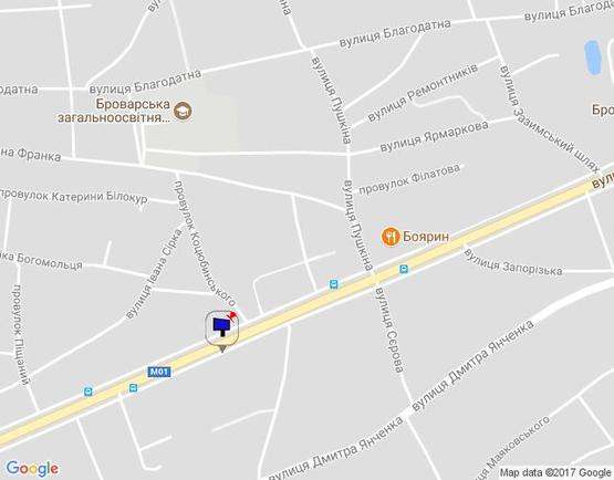 Схема рекламной плоскости по адресу м. Бровари, вул. Київська, 72
