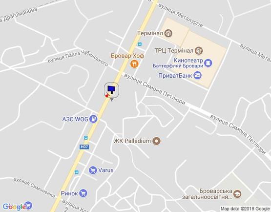 Схема рекламной плоскости по адресу м. Бровари, вул. Київська, навпроти будинку 265/2