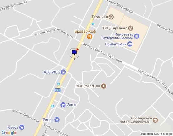 Схема рекламной плоскости по адресу м. Бровари, вул. Київська, навпроти будинку 265/2