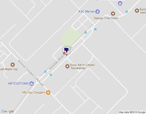 Схема рекламной плоскости по адресу м. Бровари, бульвар Незалежності