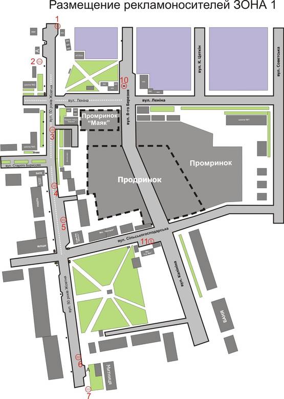 Схема рекламной плоскости по адресу ул. Соборная  напротив кафэ «Лакомка»
