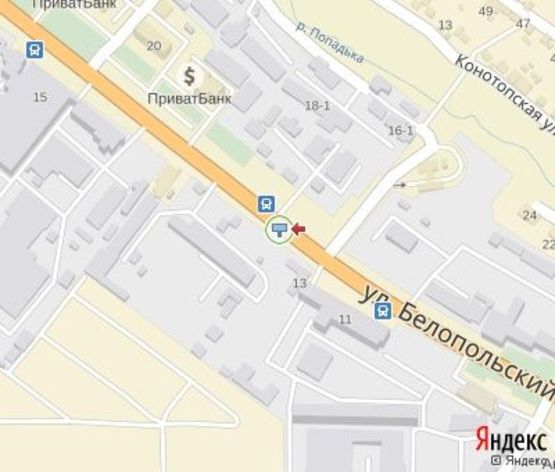 Схема рекламной плоскости по адресу Белопольское шоссе ул. , 13 -  автосалон Фольксваген