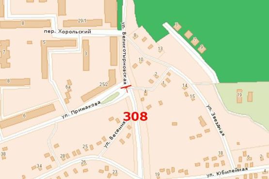 Схема рекламної площини за адресою Великотирнівська вул. - Юрія Тимошенко вул.