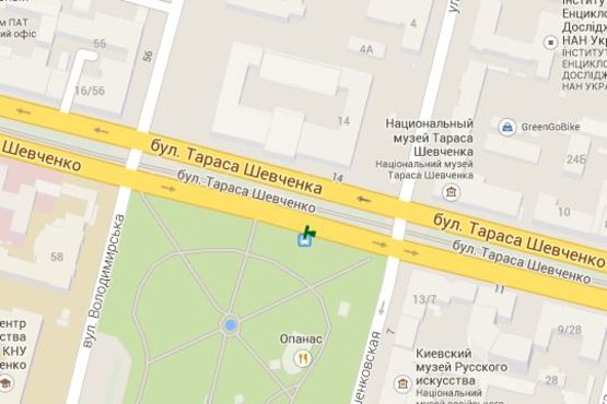 Схема рекламной плоскости по адресу Шевченка Тараса бульв. - Терещенківська вул. (в напр. пл.Перемоги)