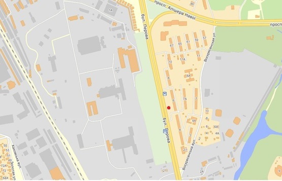 Схема рекламной плоскости по адресу Перова бул, 6 напр. от Броварского пр-кта в сторону ТЦ "Квадрат" (остановка)