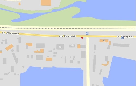 Схема рекламної площини за адресою Электриков ул, 15,  напр. к Набережно-Рыбальской ул. (остановка, пешех. переход)