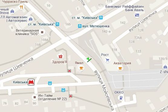 Схема рекламної площини за адресою Академіка Білецького вул. - Шевченка вул., 142-а (призма)