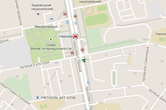 Схема рекламной плоскости по адресу Науки просп. (Леніна просп.), 12 - Культури вул.