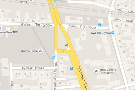 Схема рекламної площини за адресою Вячеслава Чорновола просп. - Пантелеймона Куліша вул.