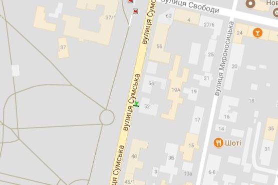 Схема рекламной плоскости по адресу Сумська вул., 52