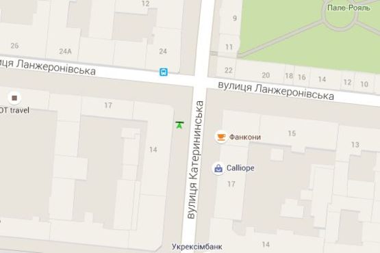 Схема рекламної площини за адресою Єкатеринінська вул., 14 - Ланжеронівська вул.