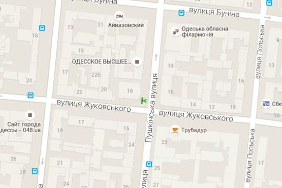 Схема рекламної площини за адресою Жуковського вул., 18 - Пушкінська вул.