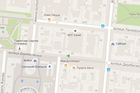 Схема рекламної площини за адресою Дерибасівска вул., 16