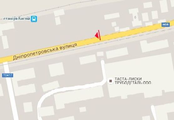 Схема рекламной плоскости по адресу Днепропетровская ул., ж/д станция "Баглий"