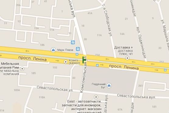 Схема рекламної площини за адресою Леніна просп. - Комсомольська (Центральний р-н) вул. (призма)