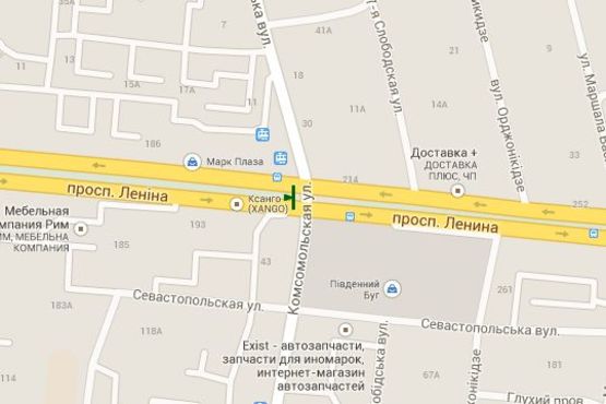 Схема рекламной плоскости по адресу Центральний просп. (Леніна просп.) - 6-а Слобідська вул. (Комсомольська (Центральний р-н) вул.)