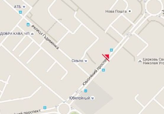 Схема рекламної площини за адресою Юбилейный пр. - Гудыменко ул.