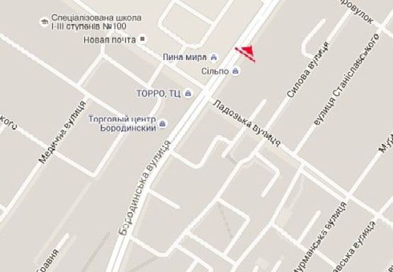 Схема рекламной плоскости по адресу Бородинская ул. - Ладожская ул.